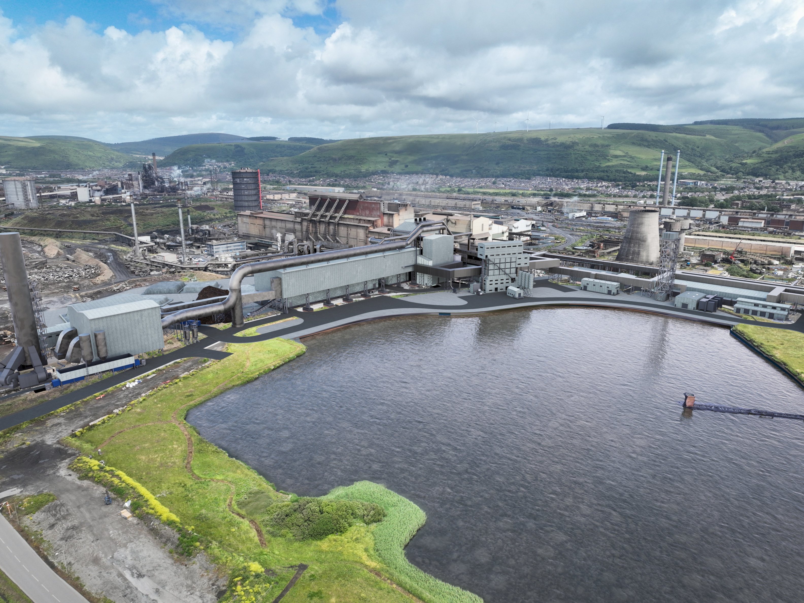 Future Port Talbot configuration with view of the lagoon