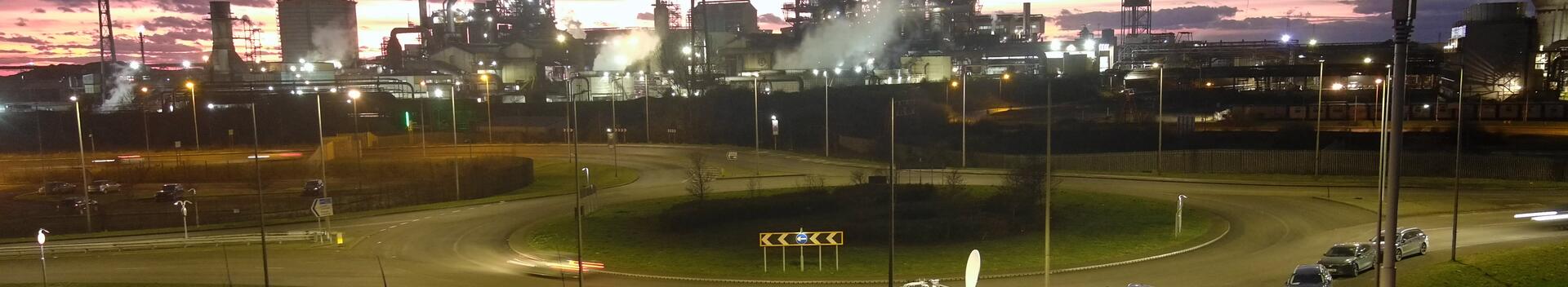 The UK media gather outside Port Talbot works on 19 January 2024