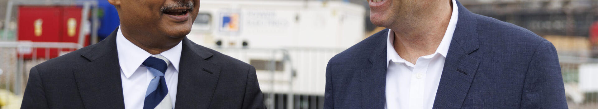 Prime Minister Andy Burnham with Tata Steel UK CEO Rajesh Nair 