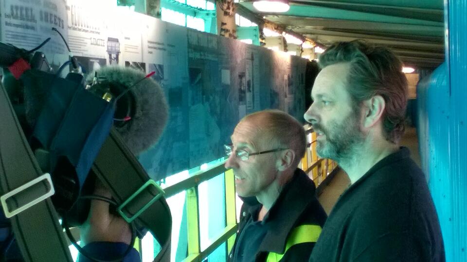 Michael Sheen with Section Leader Graham Rowland Michael Sheen with Section Leader Graham Rowland