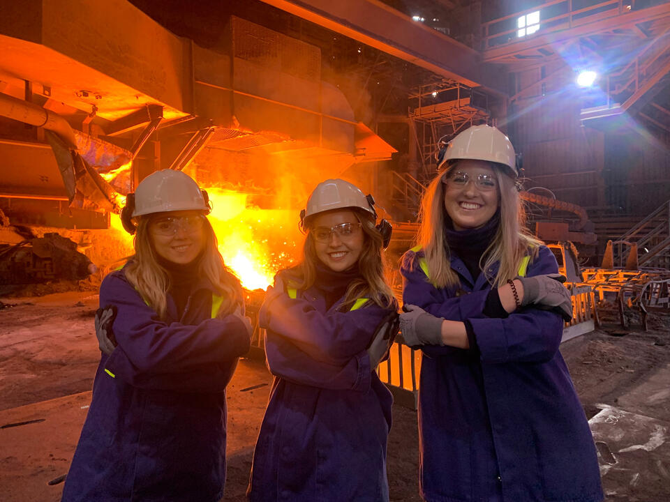 Macie Morris, Payten Phillips and Charlotte Storton at the Blast Furnaces in Port Talbot Macie Morris, Payten Phillips and Charlotte Storton at the Blast Furnaces in Port Talbot