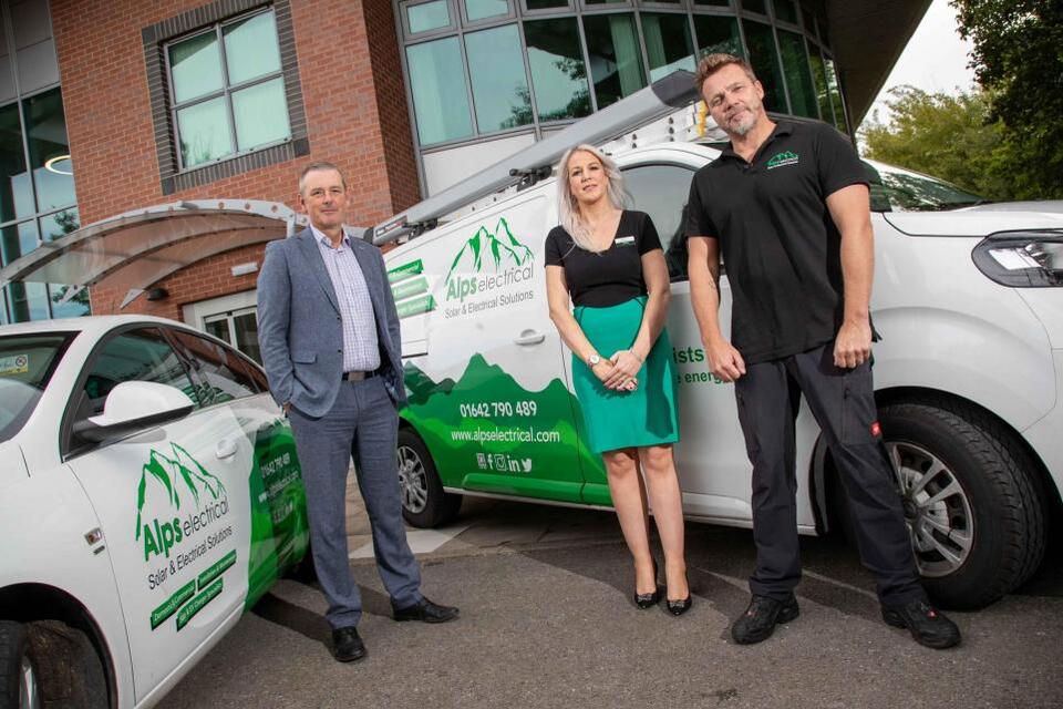 Peter Taylor (left), UKSE Business Development Manager, with Isabella and Andy Pemberton of Alps Electrical (Image: UKSE) Peter Taylor (left), UKSE Business Development Manager, with Isabella and Andy Pemberton of Alps Electrical (Image: UKSE)