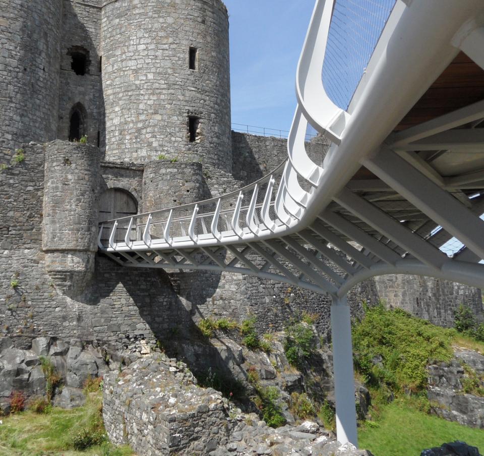 Harlech Castle tubular walkway