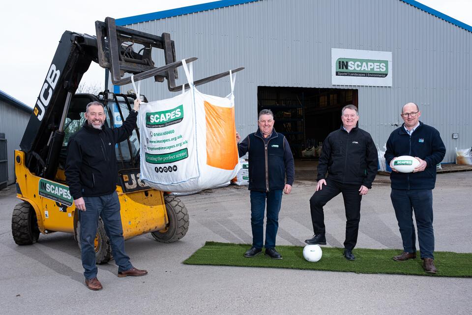 UKSE Regional Executive Alan Jenkins, Inscapes MD Gareth Rees, UKSE Area Manager Rob Barber and Inscapes Contract Director Tony Evans UKSE Regional Executive Alan Jenkins, Inscapes MD Gareth Rees, UKSE Area Manager Rob Barber and Inscapes Contract Director Tony Evans