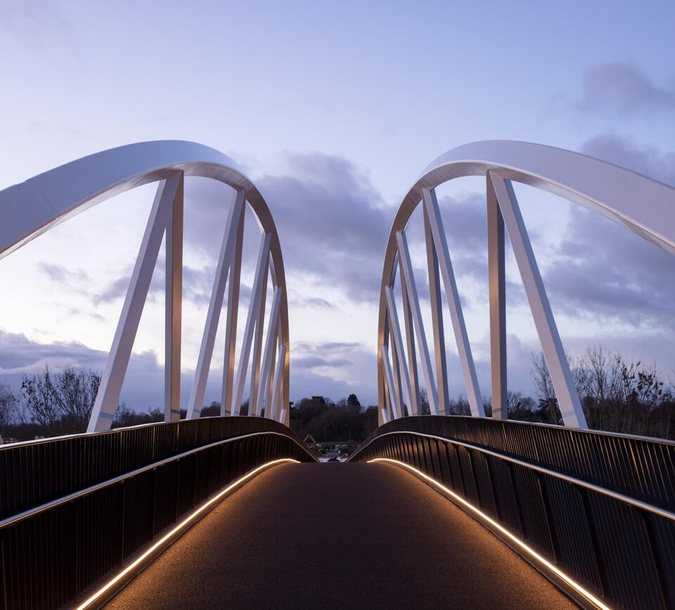 Pedestrian and cycle footbridge over motorway