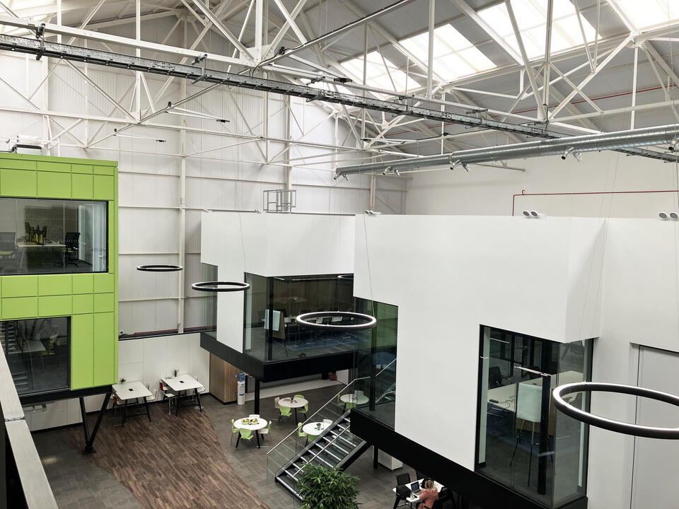 Trimawall and Trisofix modular internal walling system installation at Tata Steel UK