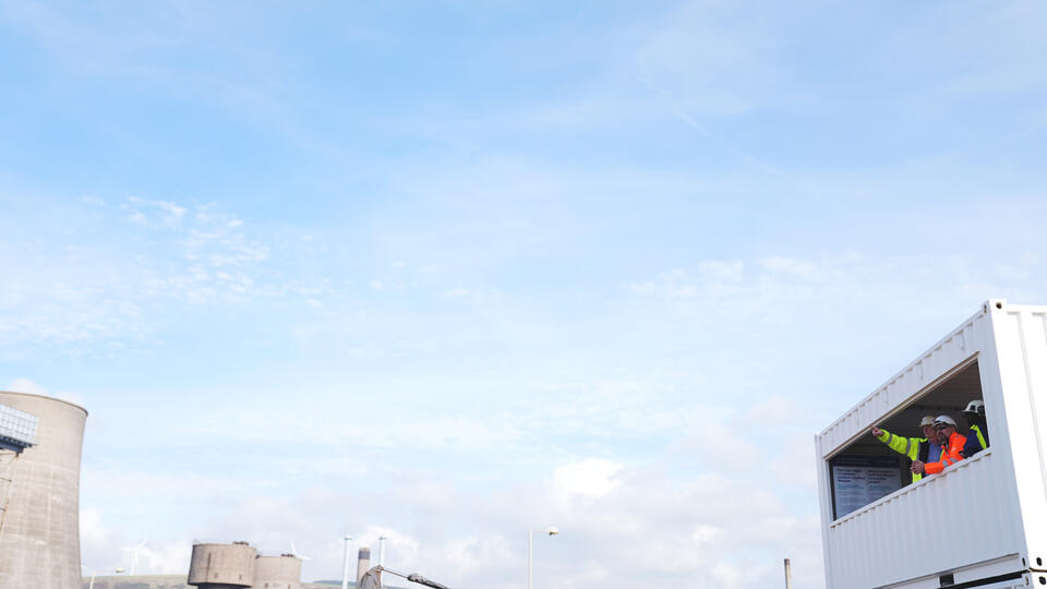 Shot of Port Talbot skyline with EAF viewing platform