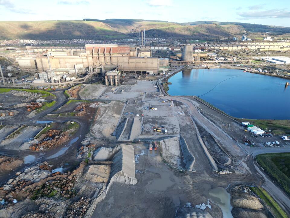 Looking along the site for the new Consteel conveyor