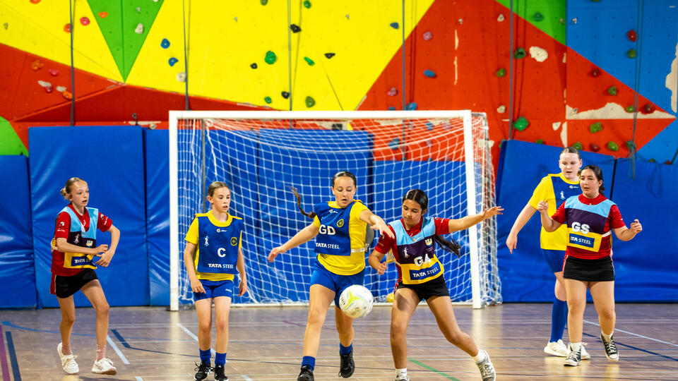 Primary school netball at the Tata Steel UK Wizards League
