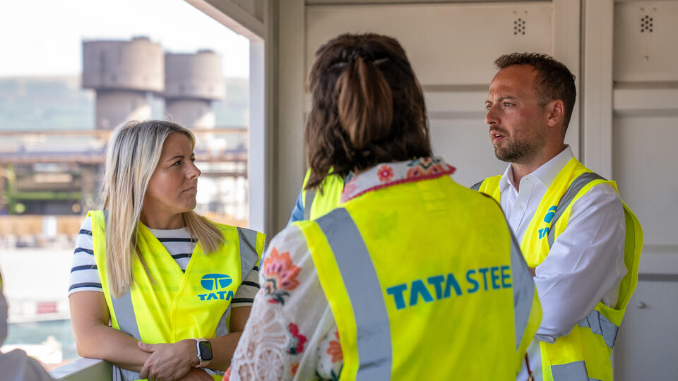 Sera Evans MS with Lewis Clark, Public Affairs and Community Manager, Tata Steel UK 